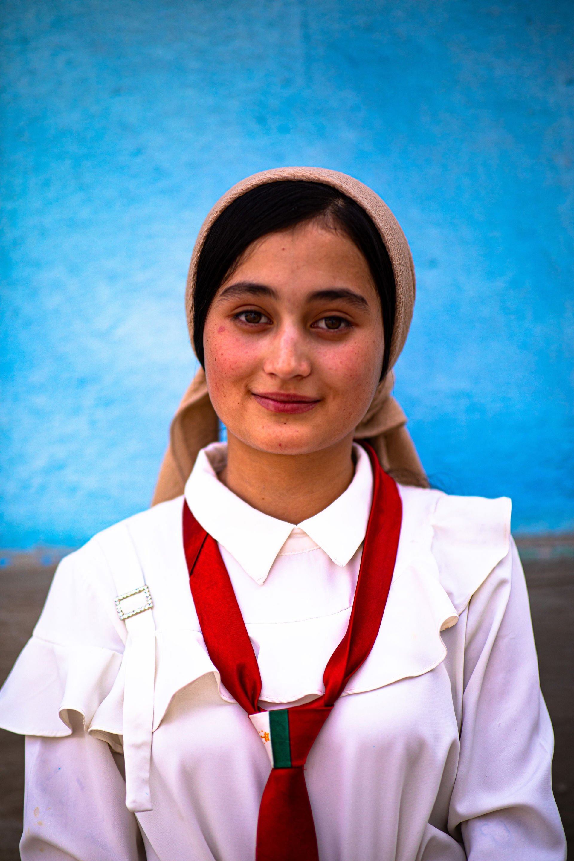 A girl in a classroom.